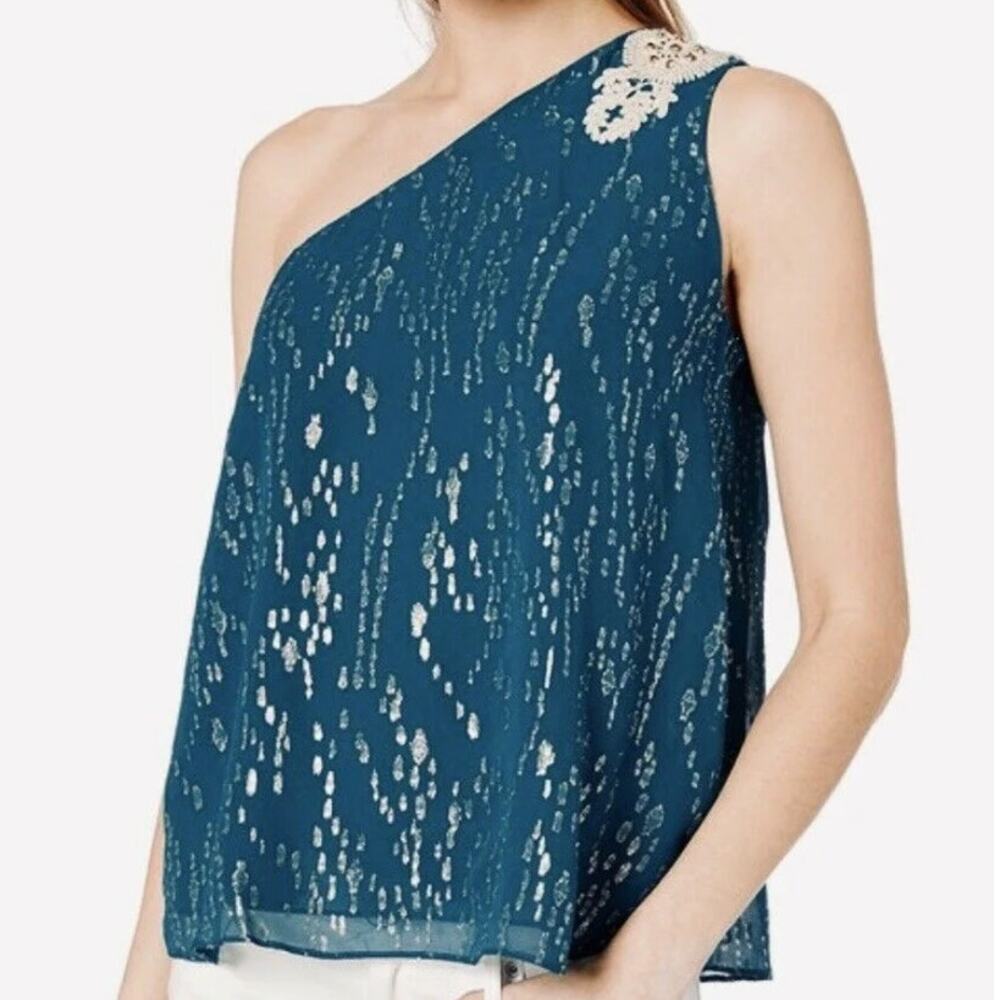 Lilly Pulitzer Sienne Top Inky Tidal Fish Clip Chiffone Women's Size 14 NWT